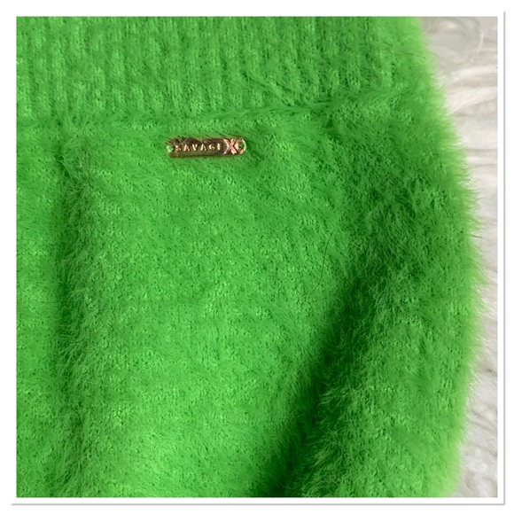 Savage x Fenty Fluff It Up Fuzzy Top And Bottoms Set Green Size Medium - Picture 9 of 10
